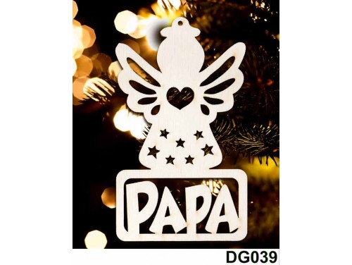 (DG039) Karácsonyi Díszgömb - Papa Angyal – Karácsonyfa díszek – Karácsonyi ajándék ötletek