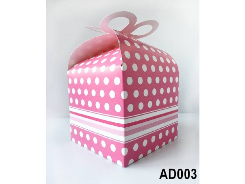 (AD003) Ajándék doboz 14x11x11 cm - Rózsaszín pöttyös doboz - Ajándék Csomagolás Ötletek