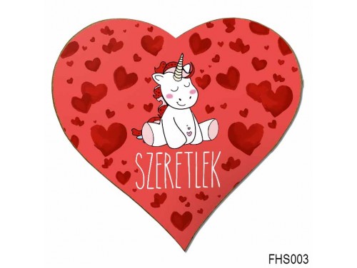 Szerelmes Ajándék - Valentin Napi Ajándék - Szeretlek Unikornis - Szív Hűtőmágnes