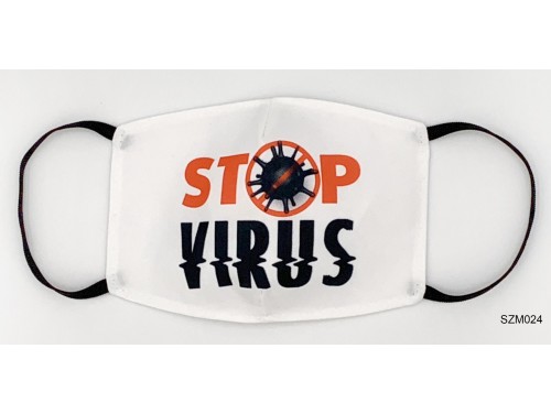 (SZM024) Szájmaszk - Stop Virus fehér szájmaszk