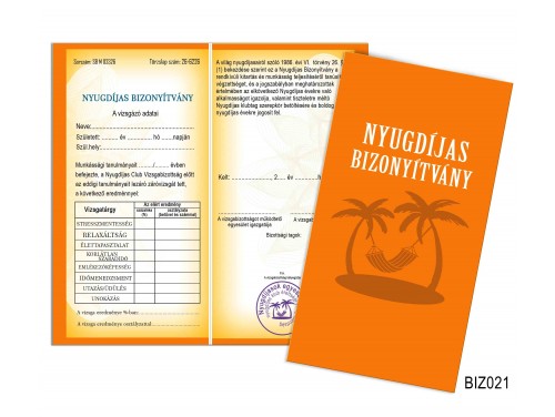 (BIZ021) Bizonyítvány - Nyugdíjas bizonyítvány - Nyugdíjas ajándék