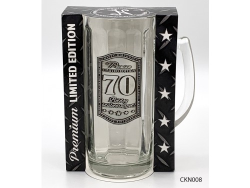 (CKN008) Fémcímkés Söröskorsó 0,5 l - 70. Boldog Szülinapot felirattal
