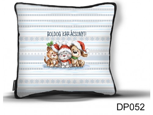 (DP052) Díszpárna 26 cm x 26 cm - Kiskedvences állatos - Állatos Karácsonyi ajándék