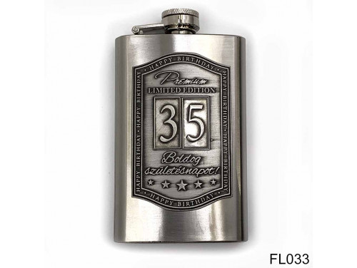 (FL033) Óncímkés flaska laposüveg -35. Boldog Születésnapot - Keretes - Szülinapi Ajándék