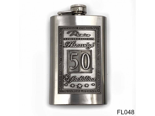 Évfordulós Ajándék - Szerelmes Ajándék - 50. Házassági Évfordulóra - Keretes - Óncímkés Flaska Laposüveg