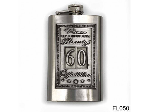 Évfordulós Ajándék - Szerelmes Ajándék - 60. Házassági Évfordulóra - Keretes - Óncímkés Flaska Laposüveg