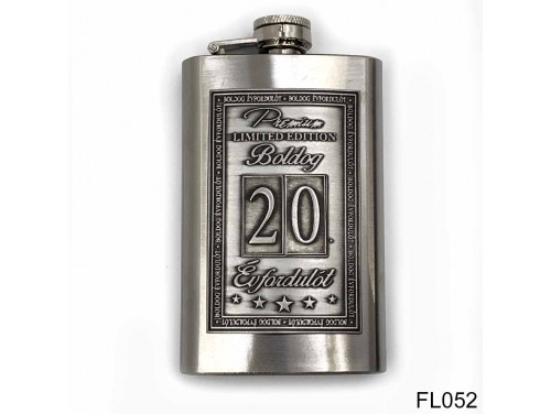 Évfordulós Ajándék - Szerelmes Ajándék  - 20. Boldog Évfordulót - Keretes - Óncímkés Flaska Laposüveg