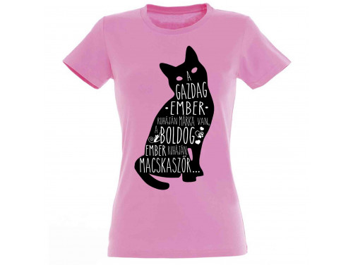 Vicces Pólók - Női Póló - A gazdag emberek ruháján... macskaszőr - Vicces Ajándék - Ajándék Nőknek - Cicás Póló