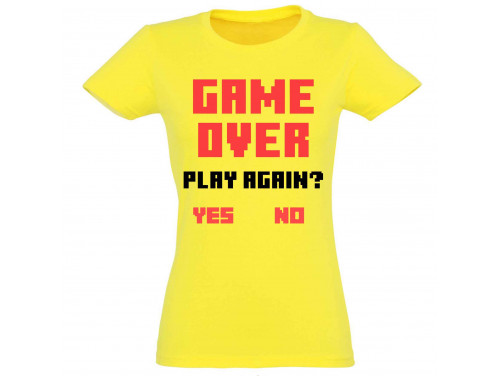 Vicces Pólók - Game over play again - Vicces Ajándék Nőknek - Ajándék Gamereknek
