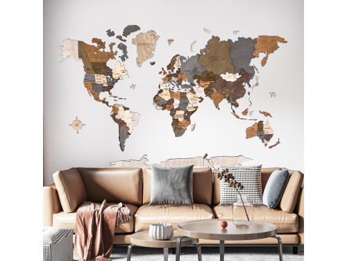 Fa Világtérkép Falra - Wood World Map Puzzle - Fa Dekoráció falra