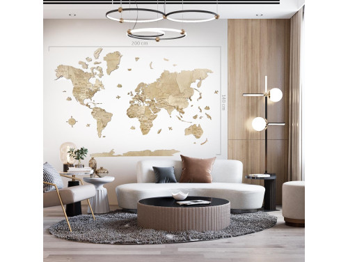 Fa Világtérkép Falra - Wood World Map Puzzle - Fa Dekoráció falra - Natur