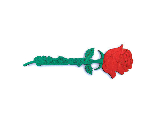 Fa Rózsa - Valentin napra felirattal - Fa virág dekoráció - Valentin Napi Ajándék