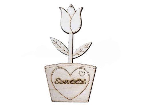 Fa Tulipán - Szeretettel - Fa virág dekoráció - Szerelmes Ajándék