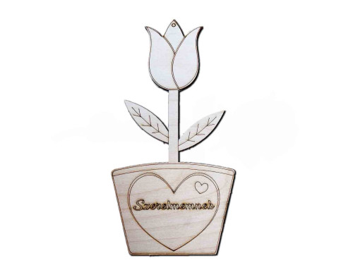 Fa Tulipán - Szerelmemnek - Fa virág dekoráció - Szerelmes Ajándék