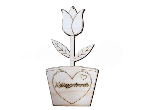 Fa Tulipán - Kolléganőmnek - Fa virág dekoráció - Ajándék Kolléganőnek