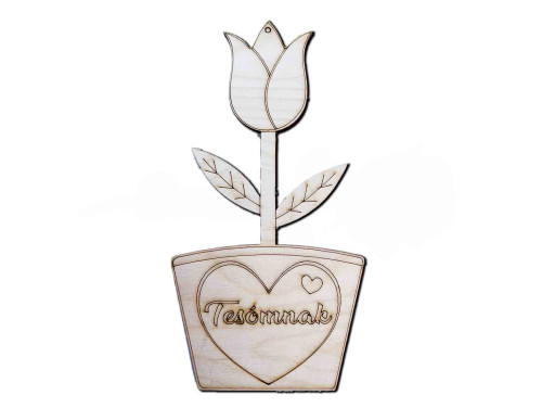 Fa Tulipán - Tesómnak - Fa virág dekoráció - Ajándék Testvérnek