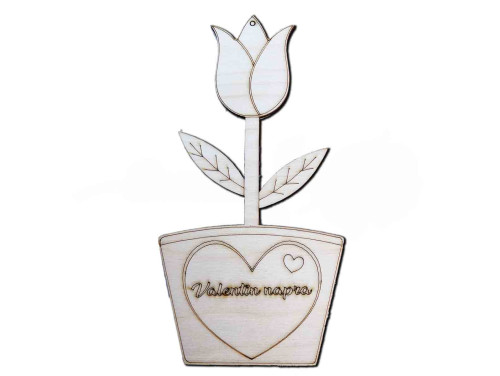Fa Tulipán - Valentin Napra - Fa virág dekoráció - Valentin Napi Ajándék