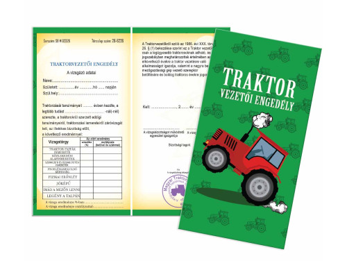 Bizonyítvány - Traktoros Bizonyítvány - Ajándék Traktorosnak - Traktoros Ajándékok