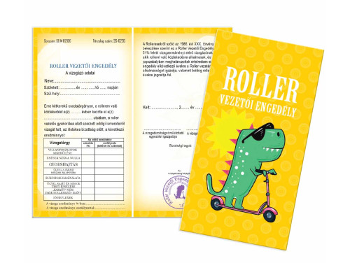 Bizonyítvány - Roller vezetői engedély Bizonyítvány - Vicces Ajándék - Ajándék Rolleresnek
