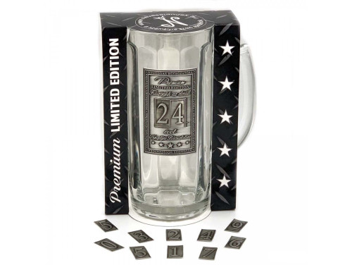 (CKN042) Fémcímkés Söröskorsó 0,5 l - Nyugdíjas Búcsúztatóra -Választható számos - Nyugdíjas Ajándék