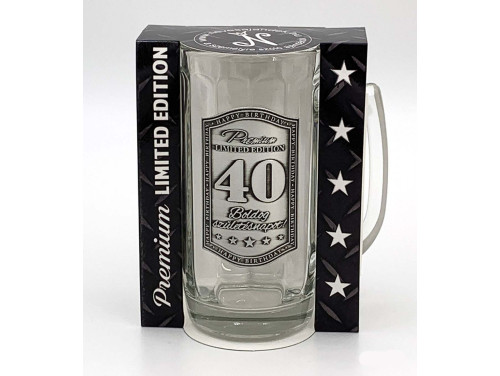 (CKK005) Fémcímkés Söröskorsó 0,3 l - Boldog 40. Szülinapot felirattal - 40. Szülinapi Ajándék