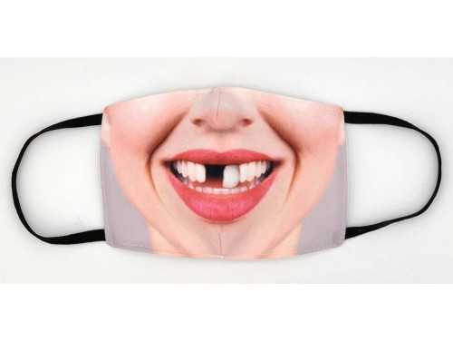 (SZM143) Szájmaszk - Vicces foghíjas női arc mintás szájmaszk