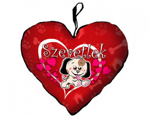 Szerelmes Ajándék - Valentin Napi Ajándék - Szeretlek kutyus - Kis Szív Párna
