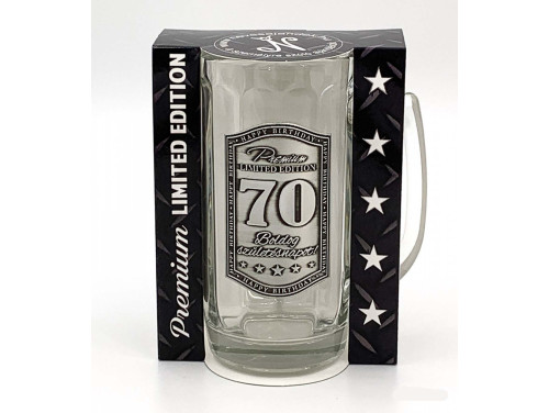 (CKK008) Fémcímkés Söröskorsó 0,3 l - Boldog 70. Szülinapot felirattal - 70. Szülinapi Ajándék