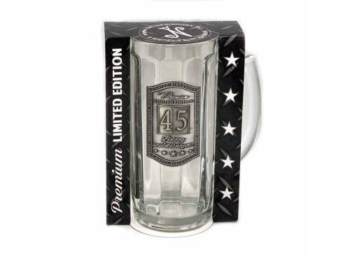 (CKN031) Fémcímkés Söröskorsó 0,5 l - Boldog Születésnapot 45. - Szülinapi Ajándék