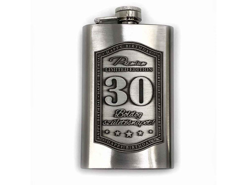 (FL004) Óncímkés flaska laposüveg - Boldog 30. Születésnapot - Szülinapi ajándék