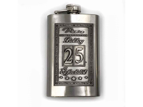 Évfordulós Ajándék - Szerelmes Ajándék - 25. Boldog Évfordulót - Keretes - Óncímkés Flaska Laposüveg