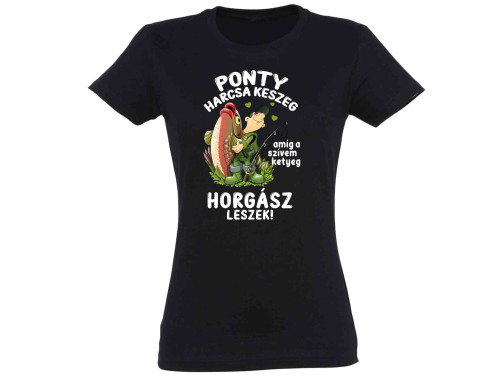 Vicces Pólók - PONTY HARCSA KESZEG - Női Horgász póló