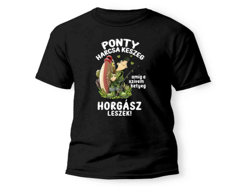 Vicces Pólók - PONTY HARCSA KESZEG - Horgász póló, Horgász ajándék
