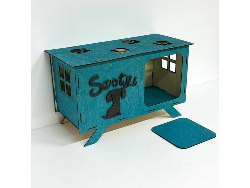 Kutyaház - Kutyabútor - Türkiz, Fekete Felirattal kérhető - Egyedi Ajándék Kis Testű Kutyáknak