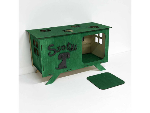 Kutyaház - Kutyabútor - Zöld, Fekete Felirattal kérhető - Egyedi Ajándék Kis Testű Kutyáknak