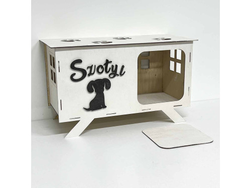 Kutyaház - Kutyabútor - Fehér, Fekete Felirattal kérhető - Egyedi Ajándék Kis Testű Kutyáknak