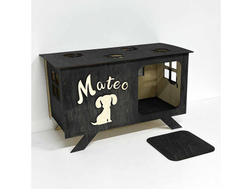 Kutyaház - Kutyabútor - Fekete, Natur Felirattal kérhető - Egyedi Ajándék Kis Testű Kutyáknak