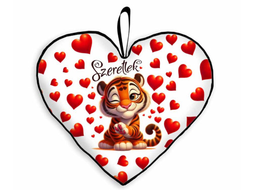 Nagy Szív Párna - Szeretlek Tigrises -  Valentin Napi Ajándék - Évfordulós Ajándék