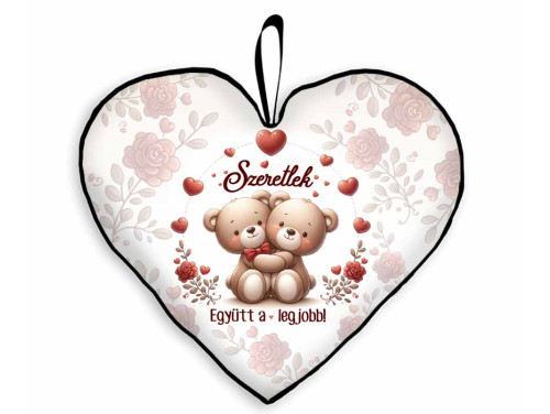 Kis Szív Párna - Szeretlek Együtt a legjobb!  - Valentin Napi Ajándék - Évfordulós Ajándék