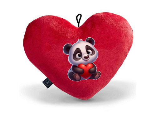 Plüss Kis Szív Párna Piros - Panda maci - Valentin Napi Ajándék - Szerelmes Ajándék