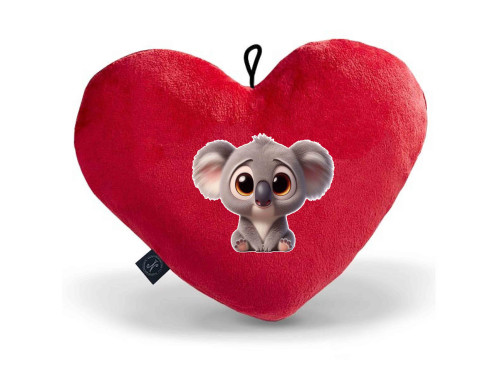 Plüss Kis Szív Párna Piros - Koala Maci - Valentin Napi Ajándék - Szerelmes Ajándék