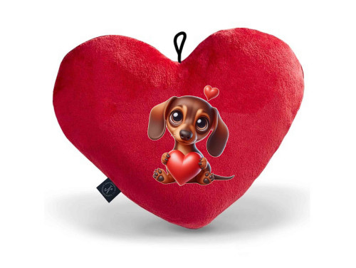 Plüss Nagy Szív Párna Piros - Tacskó - Valentin Napi Ajándék - Szerelmes Ajándék