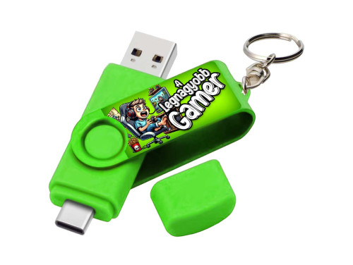Vicces Egyedi Pendrive - 16 GB - zöld - A Legnagyobb Gamer - Ajándék Gamernekn