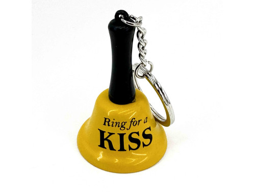 Vicces Csengő Kulcstartó - Ring for a KISS - Sárga - Vicces Ajándék - Szerelmes Ajándék