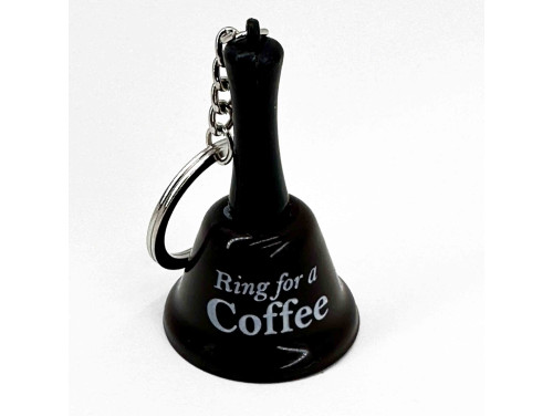 Vicces Csengő Kulcstartó - Ring for a Coffee - Sötétbarna - Vicces Ajándék