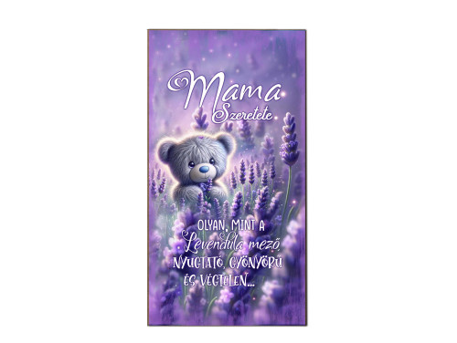 (HFD084) - Hűtőmágnes  Dekor Tábla - Mama szeretete - Levendulás – Ajándék Nagymamának