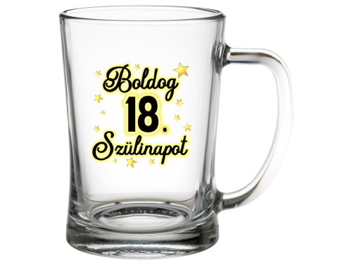 (SS002) - Söröskorsó - 500 ml - Boldog 18. Szülinapot - Ajándék 18. Szülinapra