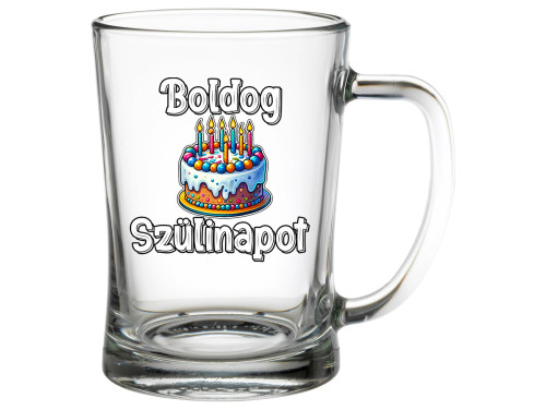 (SS020) - Söröskorsó - 500 ml - Boldog szülinapot - Ajándék Szülinapra