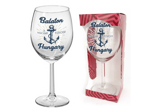 (BOP068) - Borospohár - Balaton A Magyar Tenger - Balatonos Ajándéktárgy - Balaton Souvenir