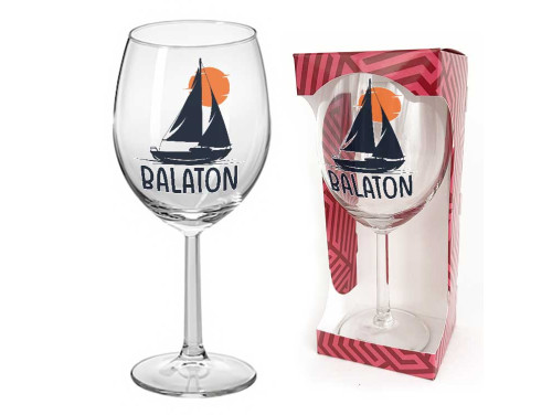 (BOP071) - Borospohár - Balaton - Vitorlás - Balatonos Ajándéktárgy - Balaton Souvenir